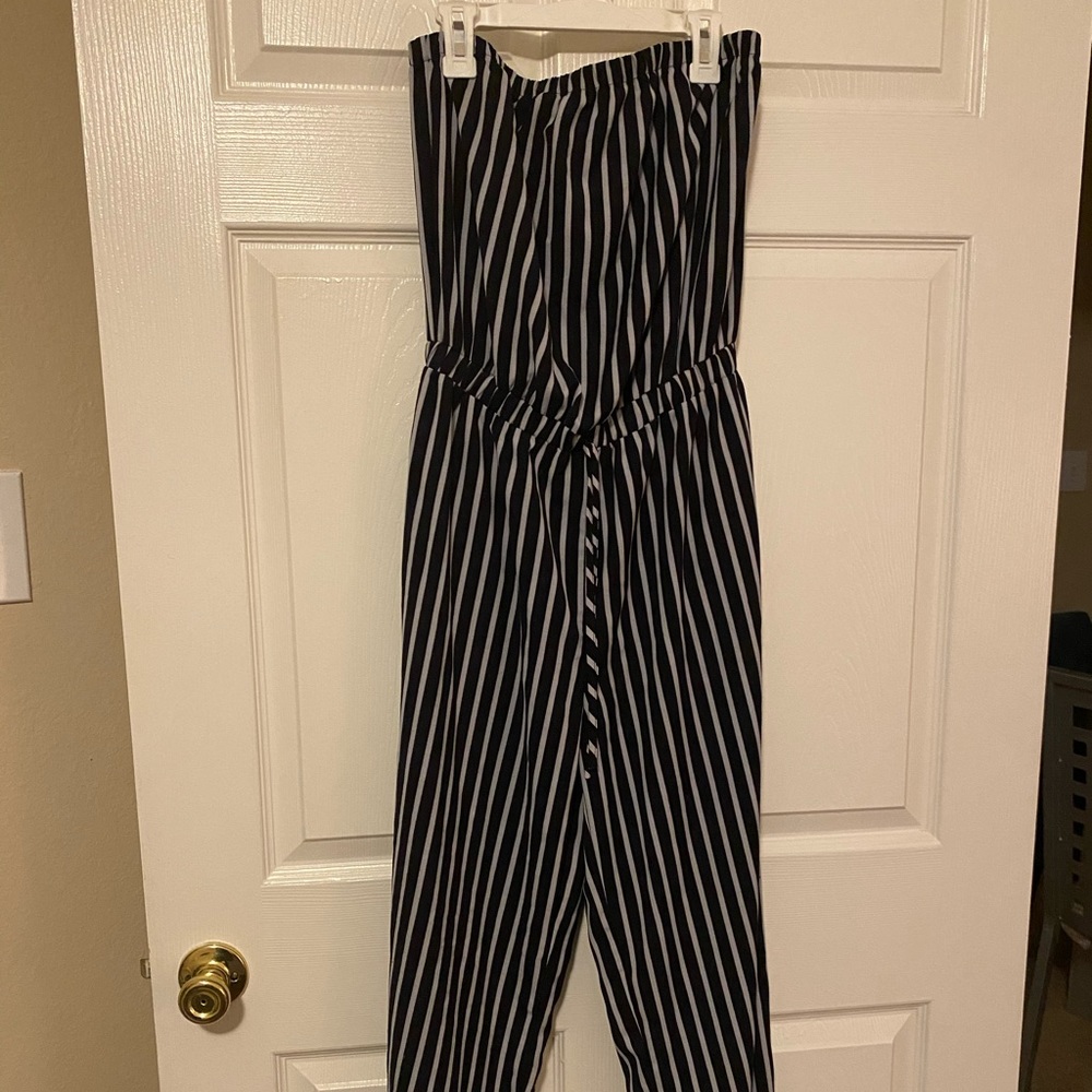 Black & white striped pants jumper